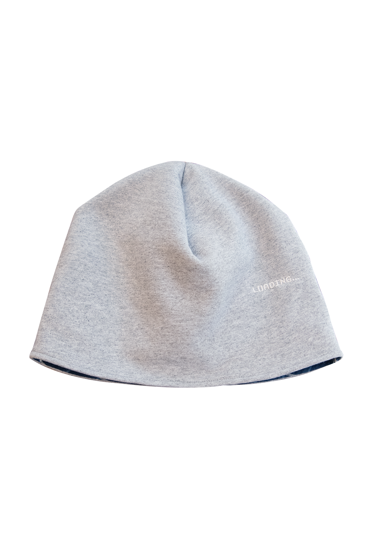 Loading Reversible Beanie - Gray Fleece / Blue Plaid