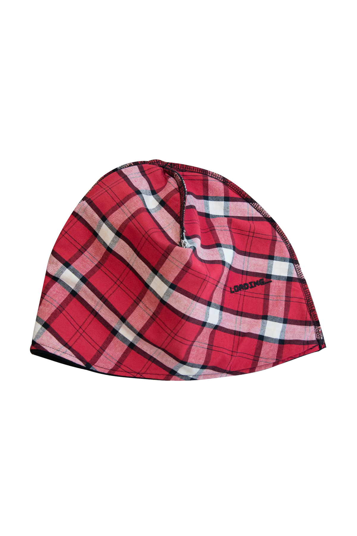 Loading Reversible Beanie - Black Fleece / Red Plaid