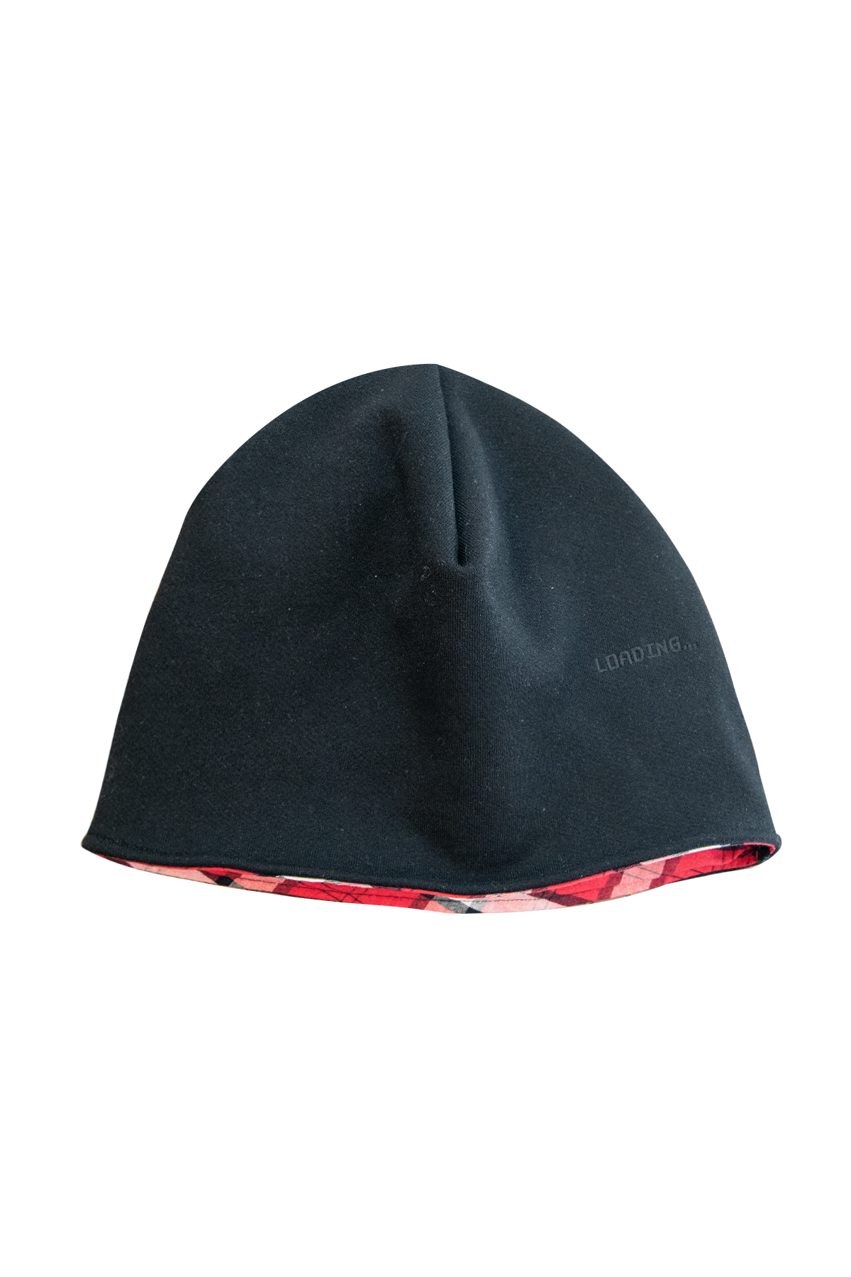 Loading Reversible Beanie - Black Fleece / Red Plaid