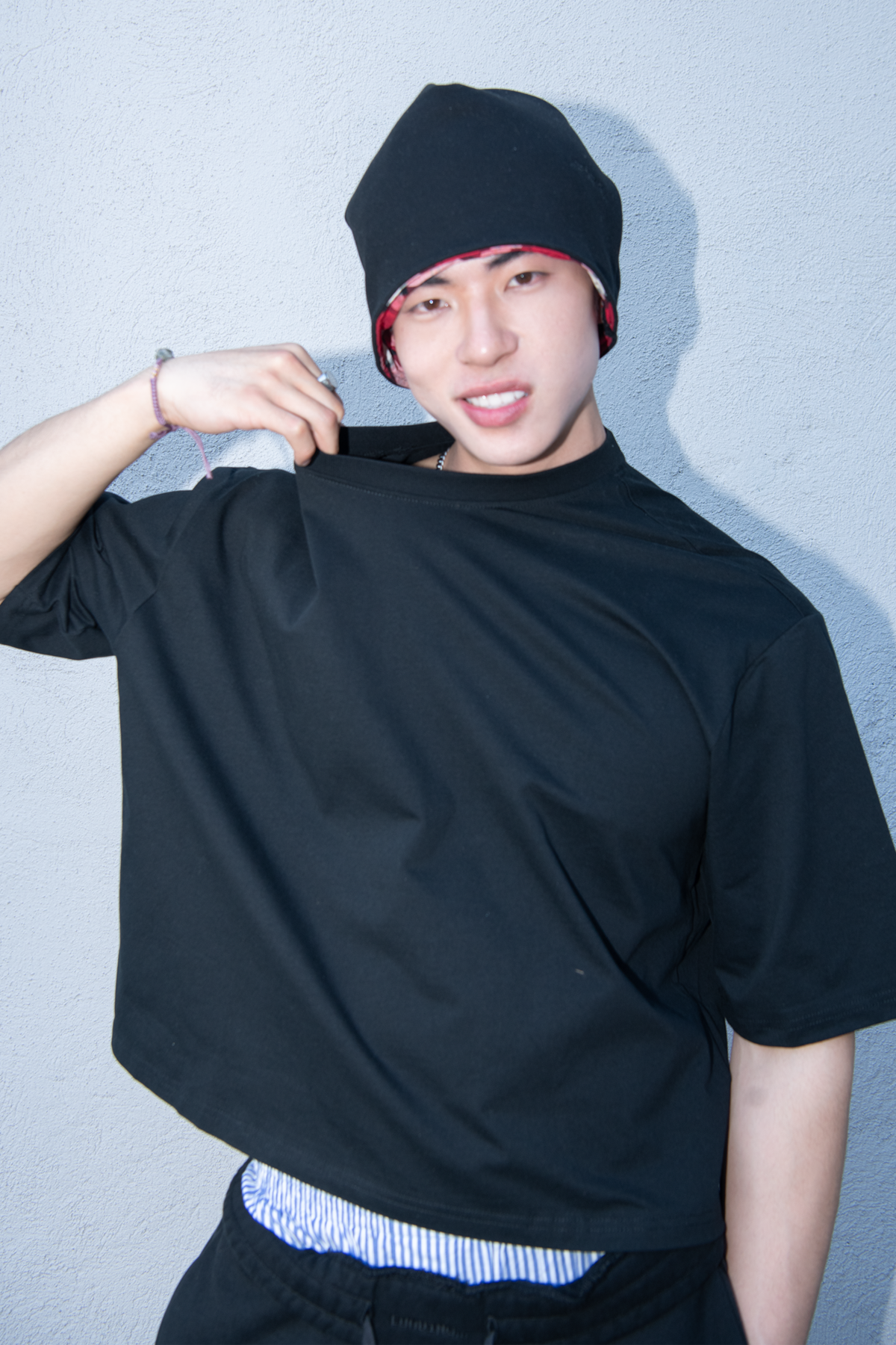 Loading Reversible Beanie - Black / Red Plaid