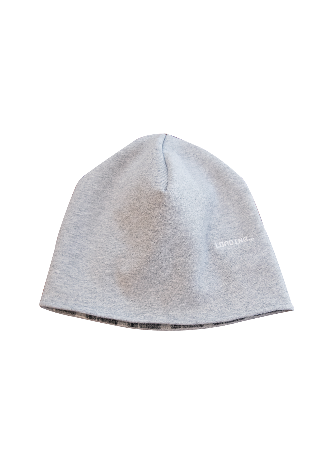 Loading Reversible Beanie - Gray Fleece / Gray Plaid
