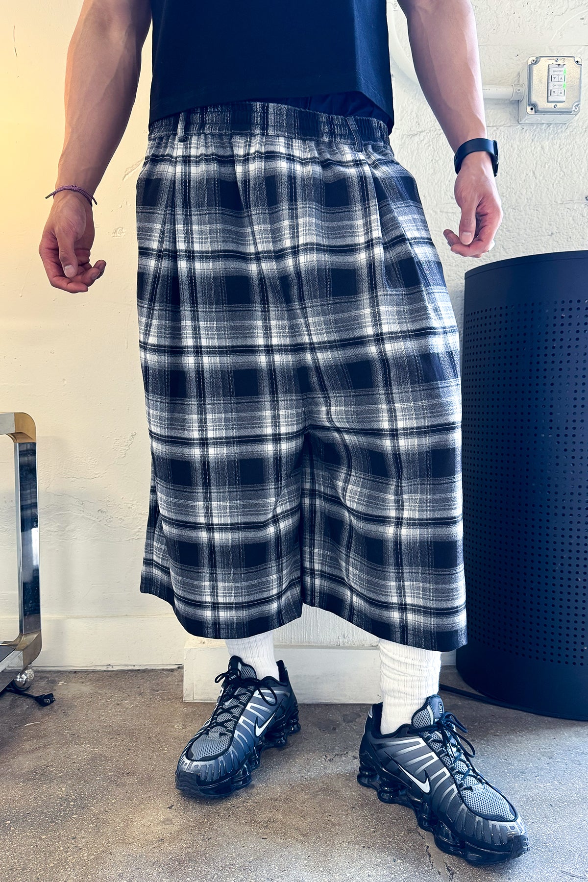 [May Pre Order] Plaid Chillin Shorts - Black