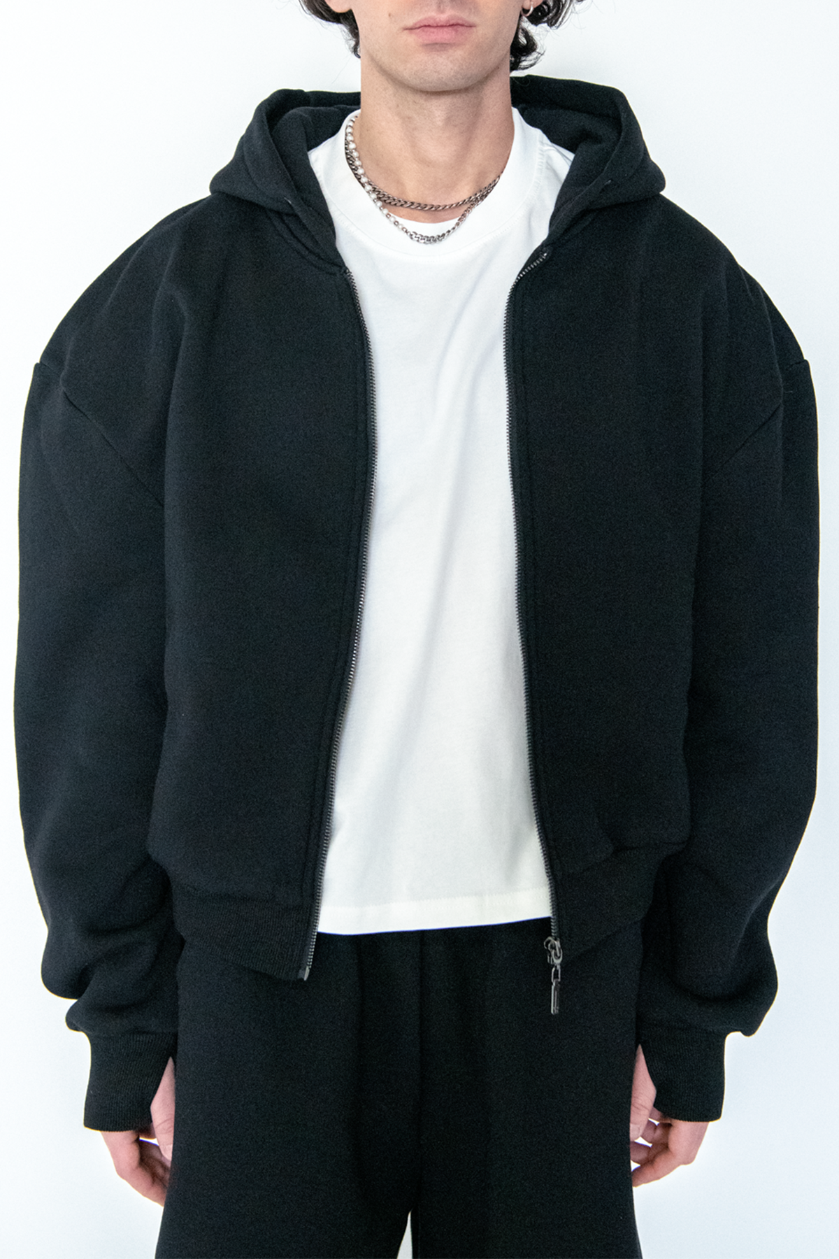 Zip Up Hoodie - Black