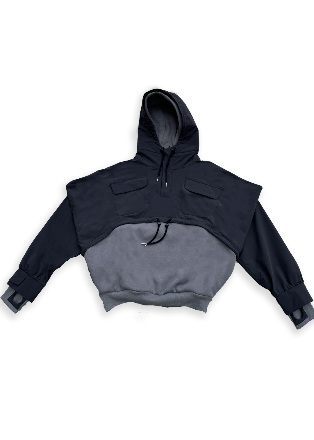 [Clearance] Dual Tone Transfromer Hoodie - Black